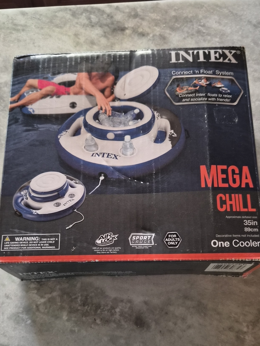 Intex Mega Chill Inflatable Floating Cooler - White & Blue